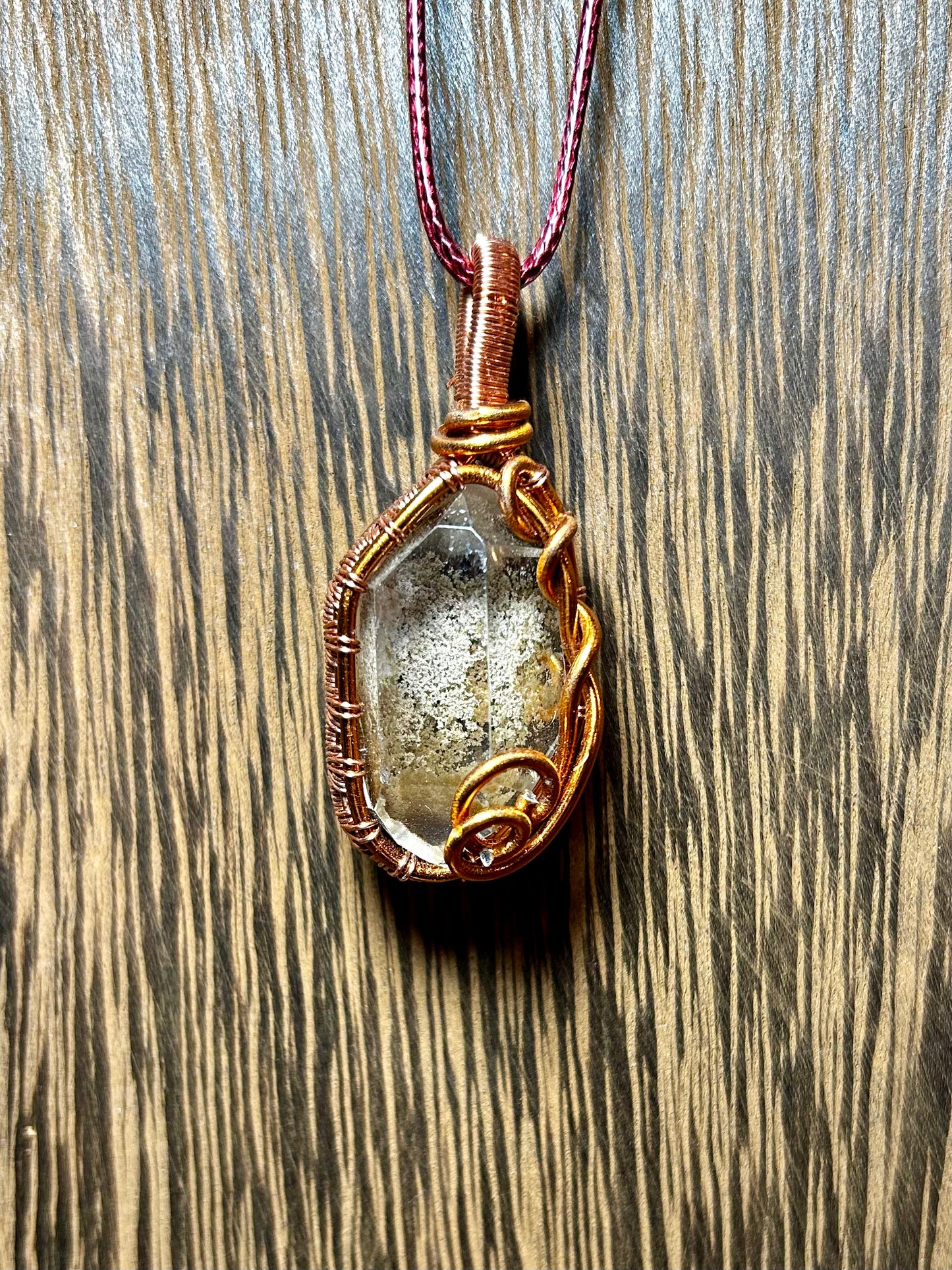 Lodolite Wrapped In Copper Colored Wiring