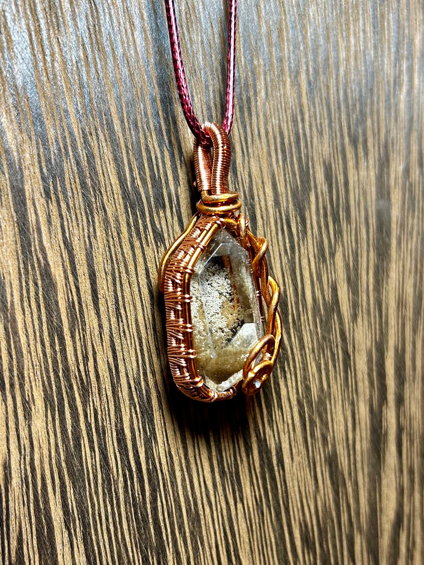 Lodolite Wrapped In Copper Colored Wiring
