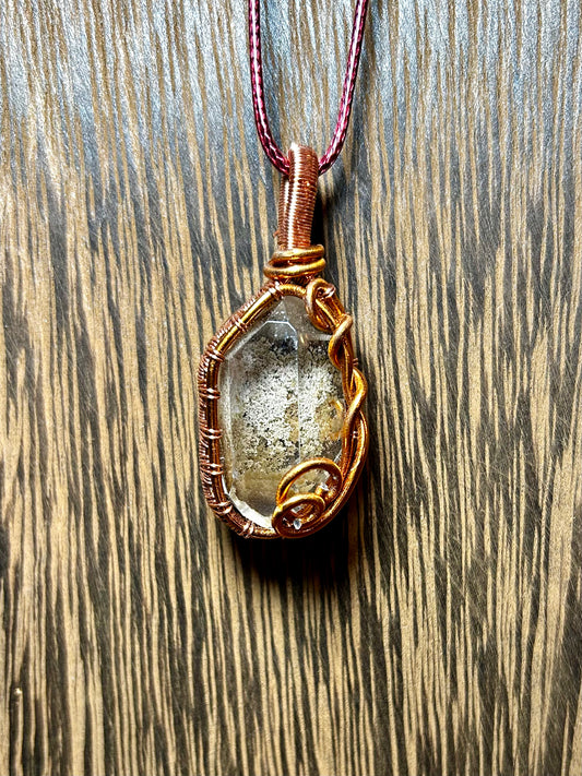 Lodolite Wrapped In Copper Colored Wiring