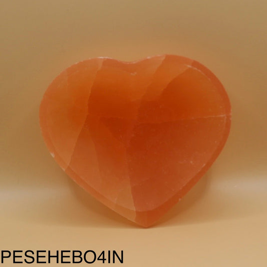 Peach Selenite Heart Bowl 4”